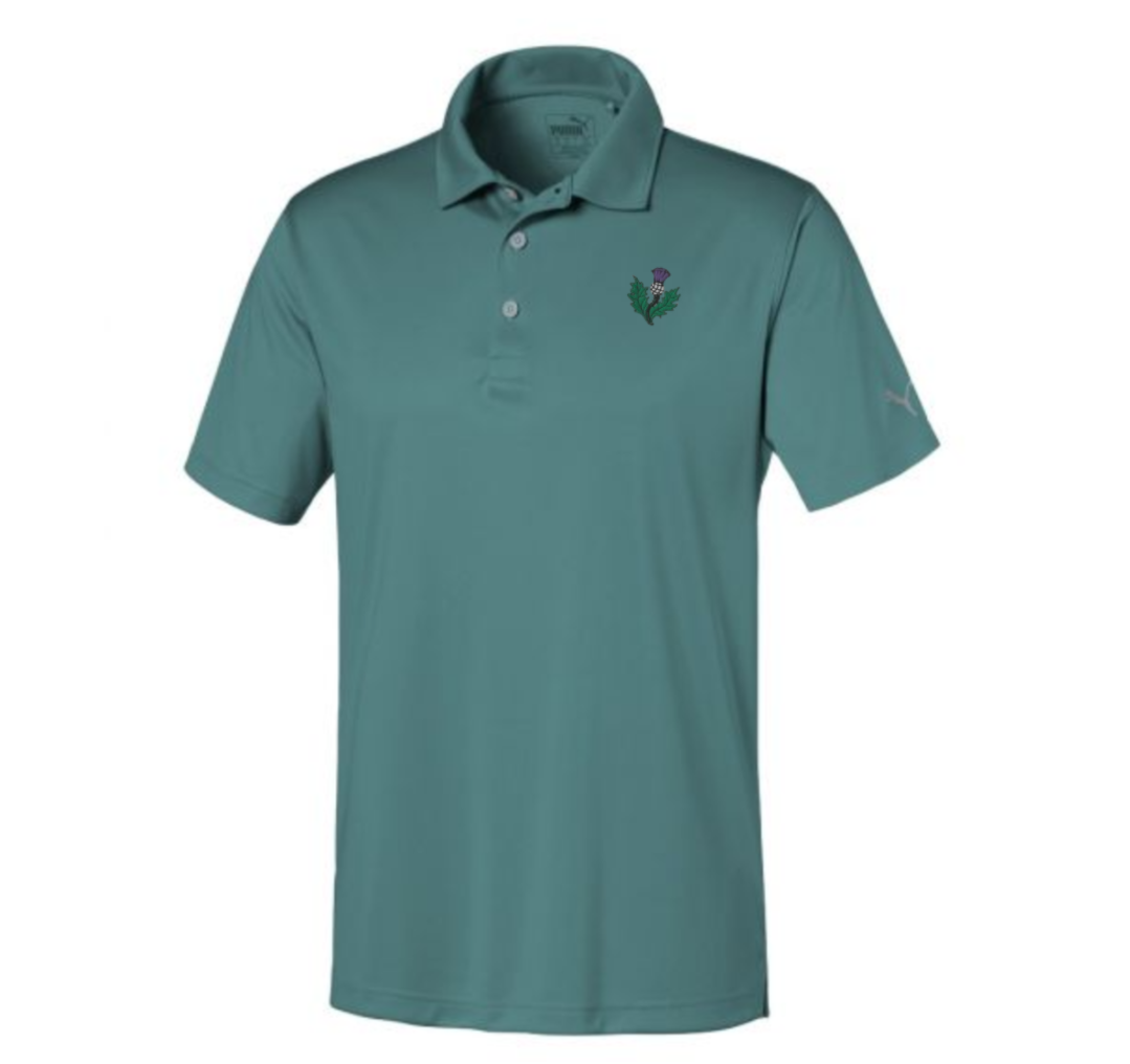 Thistle Puma Rotation blue spruce golf polo multiple logo options available